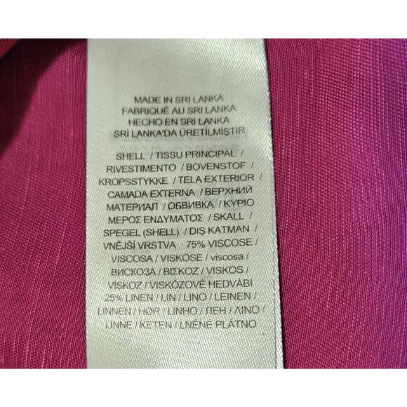 LAUREN RALPH LAUREN Women L Satin Blouse Buttons Fuchsia Pink Viscose Linen 40" - Picture 7 of 7
